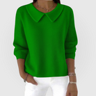Bérénice | Pull Femme Col Claudine en Maille Douce Coupe Ample - Vert