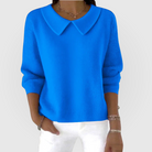 Bérénice | Pull Femme Col Claudine en Maille Douce Coupe Ample - Bleu