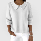 Bérénice | Pull Femme Col Claudine en Maille Douce Coupe Ample - Blanc