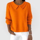 Bérénice | Pull Femme Col Claudine en Maille Douce Coupe Ample - Orange