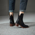 Bernadette | Bottines Femme Effet Cuir à Zip Devant et Talon Large - vue 3