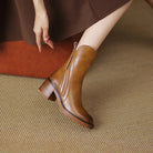 Bernadette | Bottines Femme Effet Cuir à Zip Devant et Talon Large - vue 5