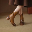 Bernadette | Bottines Femme Effet Cuir à Zip Devant et Talon Large - vue 6