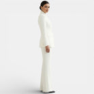 Bertille | Tailleur Pantalon Femme Blazer Cintré à Col Montant et Pantalon Évasé - vue 3