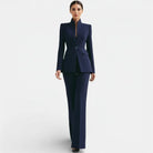 Bertille | Tailleur Pantalon Femme Blazer Cintré à Col Montant et Pantalon Évasé - vue 6