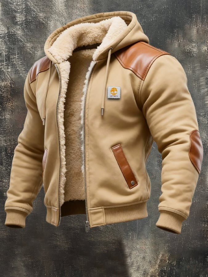 Bertrand | Blouson Vintage Homme Aspect Daim à Capuche Doublé Sherpa - vue 4