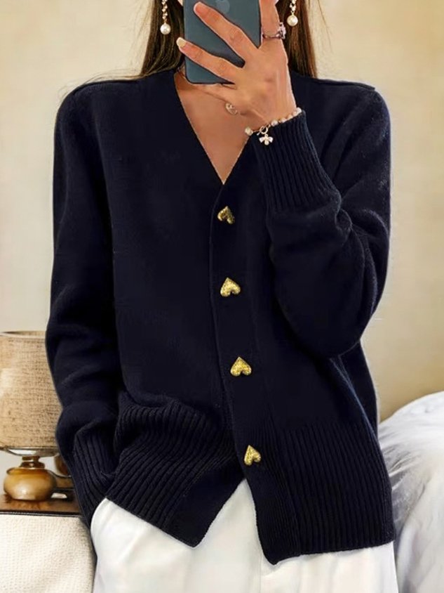 Ines Paris | Cardigan col V femme grosse maille – Style preppy vintage