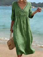 Ines Paris | Robe en Coton Femme Col V Coupe Fluide