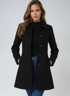 Blanche | Manteau Mi-Long Femme Doublé à Col Classique et Coupe Ajustée - vue 2