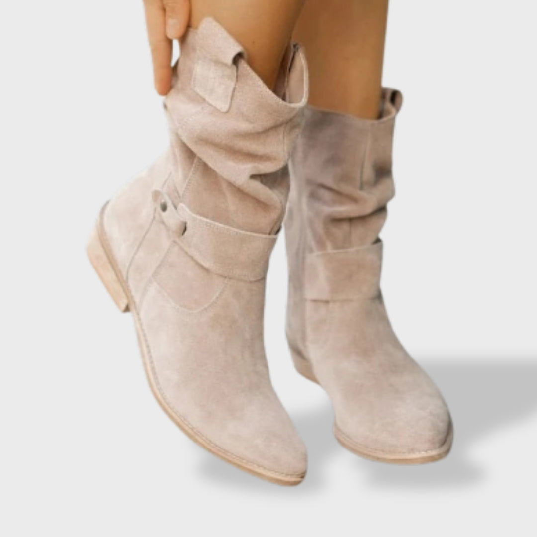 Ines Paris | Bottines mi-mollet femme à sangles et zip