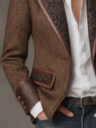 Ines Paris | Blazer femme chevrons à empiècements imprimés, coupe structurée