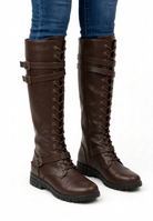 Camille | Bottes Hautes Femme à Lacets et Brides à Boucles Semelle Crantée - vue 5