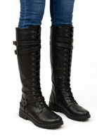 Camille | Bottes Hautes Femme à Lacets et Brides à Boucles Semelle Crantée - vue 6