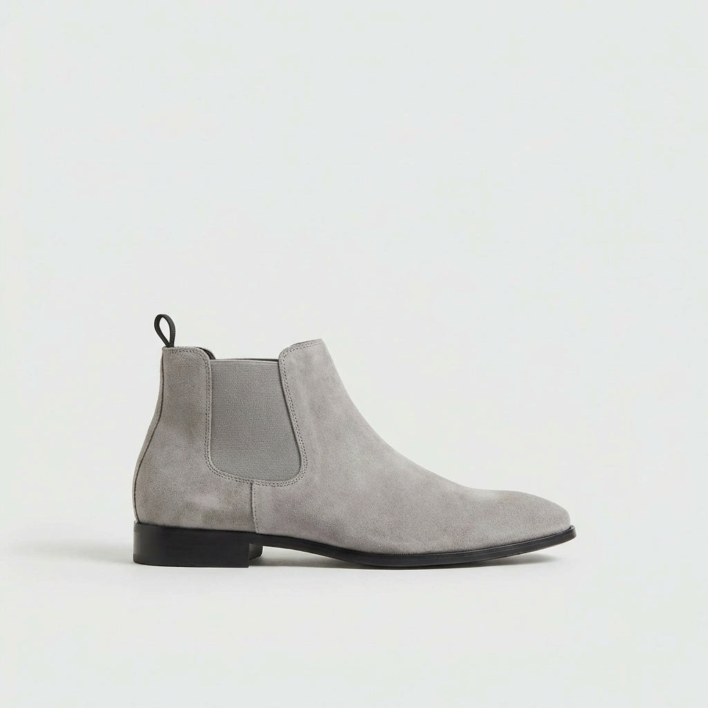 Célestin | Bottines Chelsea Homme Aspect Daim à Élastiques et Petit Talon - Gris clair
