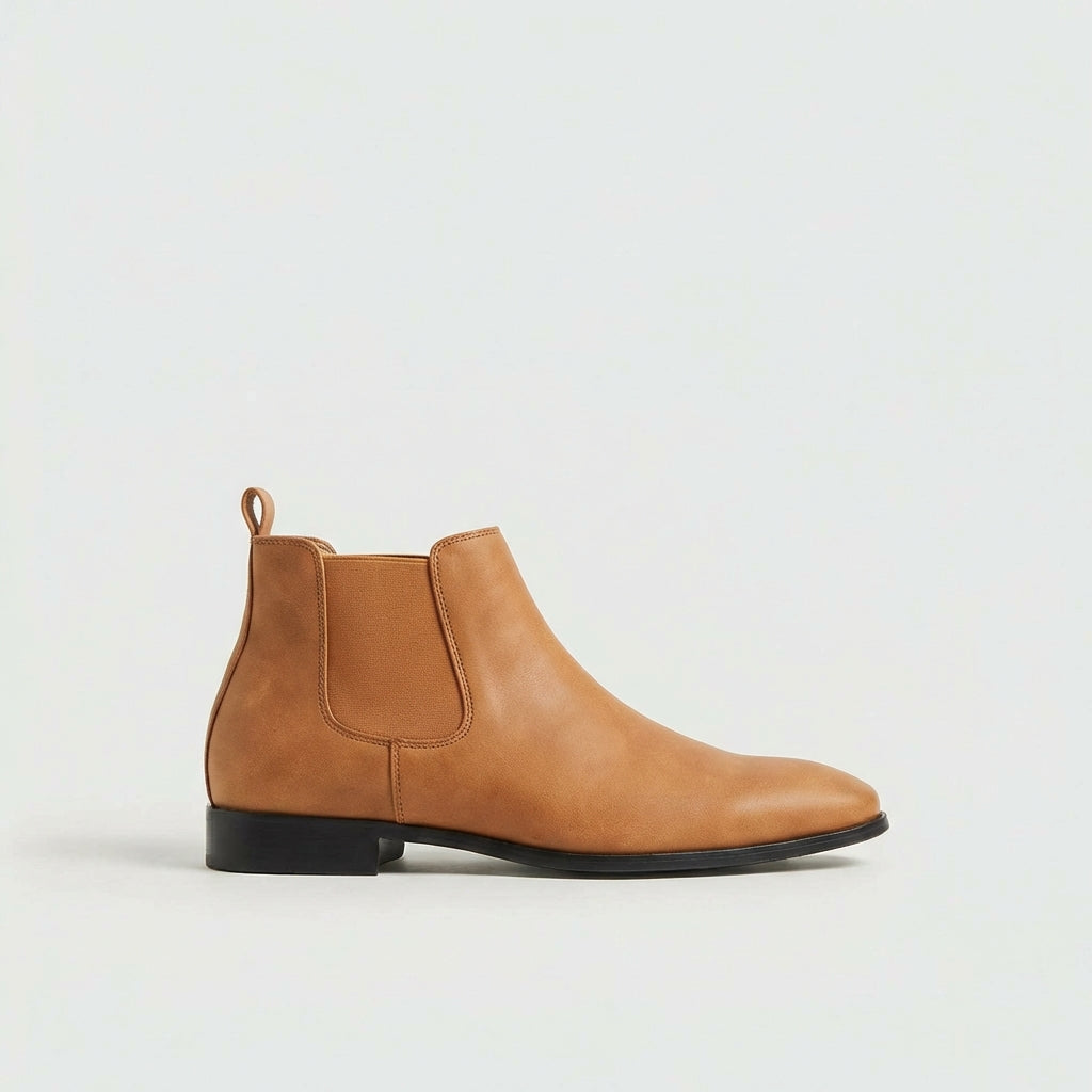 Célestin | Bottines Chelsea Homme Aspect Daim à Élastiques et Petit Talon - Marron clair