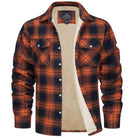 Charles | Surchemise Homme à Carreaux Doublée Sherpa - Orange et noir