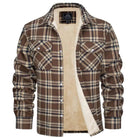 Charles | Surchemise Homme à Carreaux Doublée Sherpa - Marron et beige
