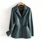 Charlotte | Veste Cintrée Effet Cuir Femme à Poches Plaquées - Vert émeraude