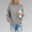 Christelle | Pull Femme Col Montant en Grosse Maille Texturée - Gris