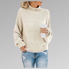 Christelle | Pull Femme Col Montant en Grosse Maille Texturée - Crème
