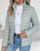 Clarisse | Veste Matelassée Courte Femme Zippée à Col Montant - Vert