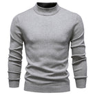 Clément | Pull Homme Col Montant en Maille Fine Coupe Ajustée - Gris clair