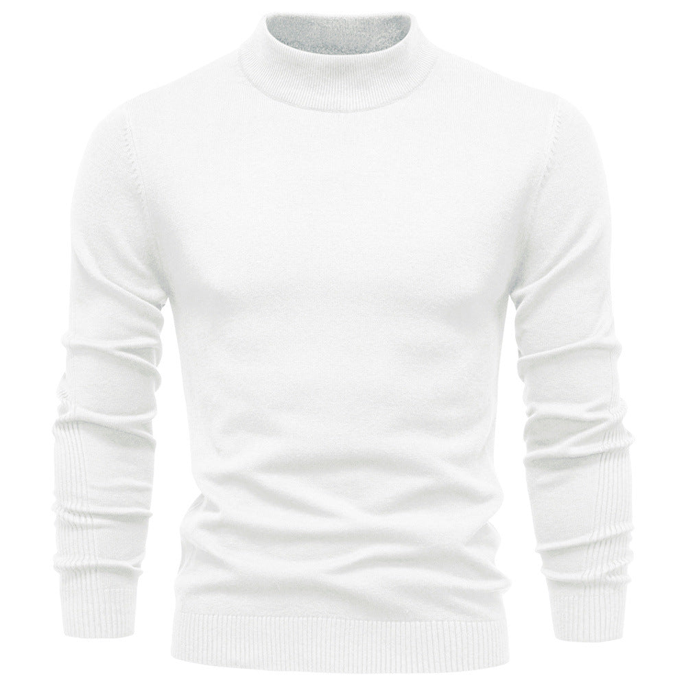 Clément | Pull Homme Col Montant en Maille Fine Coupe Ajustée - Blanc