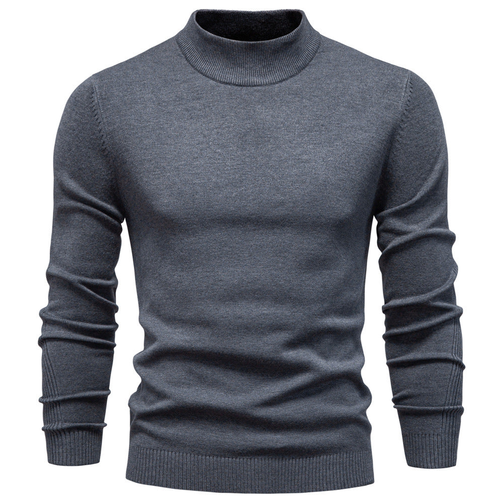 Clément | Pull Homme Col Montant en Maille Fine Coupe Ajustée - Gris foncé