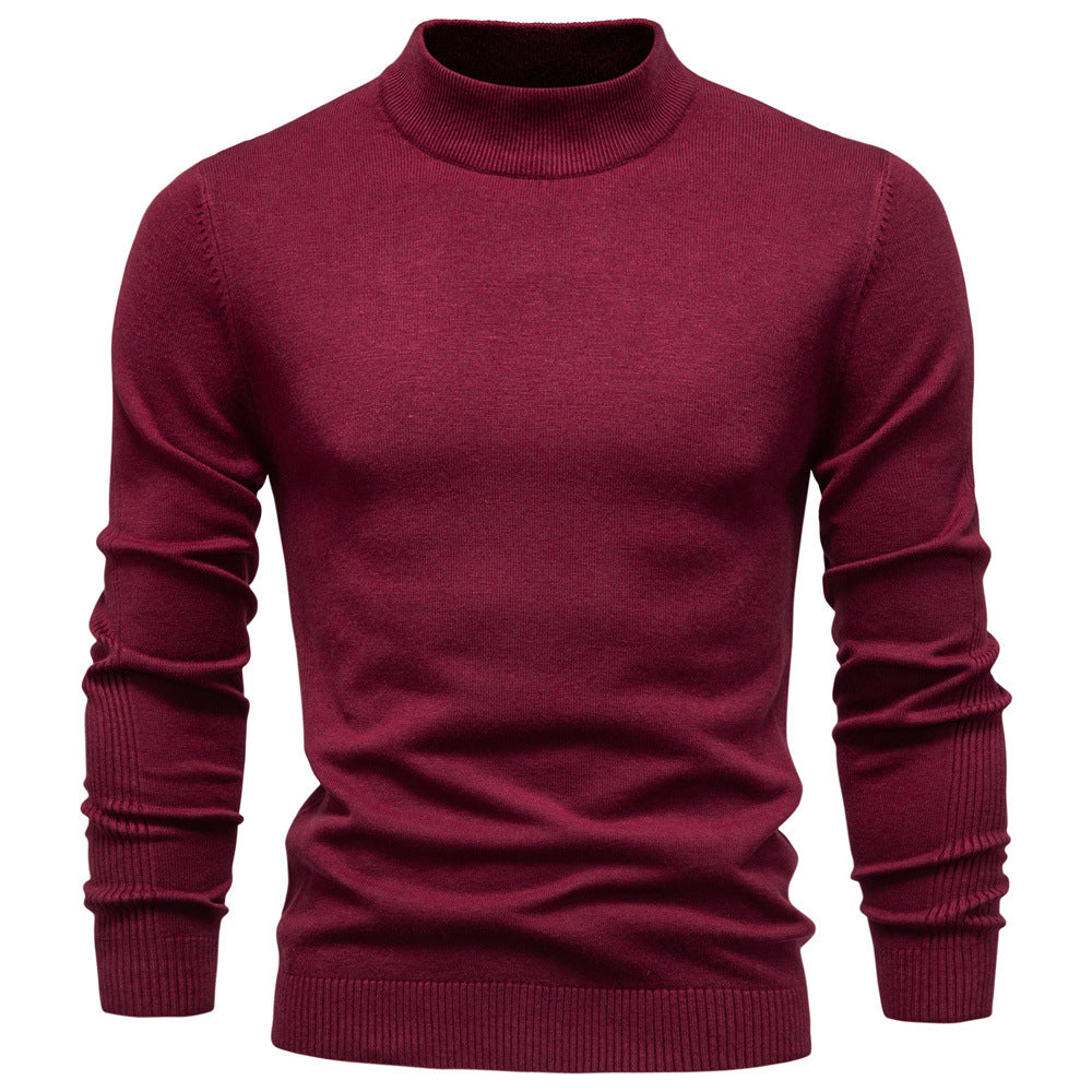Clément | Pull Homme Col Montant en Maille Fine Coupe Ajustée - Bordeaux