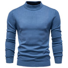 Clément | Pull Homme Col Montant en Maille Fine Coupe Ajustée - Bleu