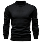 Clément | Pull Homme Col Montant en Maille Fine Coupe Ajustée - Noir