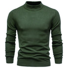 Clément | Pull Homme Col Montant en Maille Fine Coupe Ajustée - Vert foncé