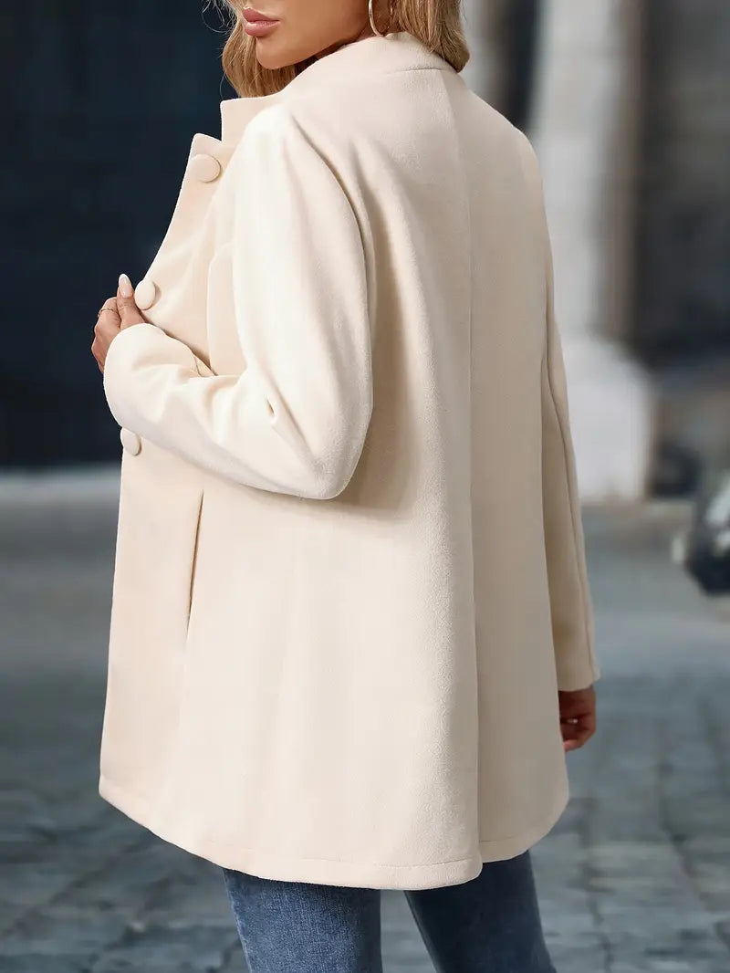 Clotilde | Veste Longue Femme à Col Montant et Gros Boutons - vue 10