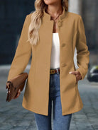 Clotilde | Veste Longue Femme à Col Montant et Gros Boutons - vue 3