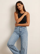 Colette | Jean Femme Taille Haute Jambe Large à Reflets Scintillants - vue 5
