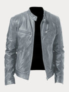 Côme | Blouson Motard Homme Effet Cuir à Col Montant Doublé - Gris