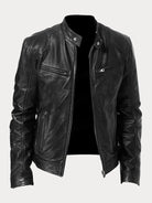 Côme | Blouson Motard Homme Effet Cuir à Col Montant Doublé - Noir