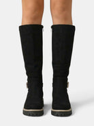Constance | Bottes Hautes Femme Aspect Daim à Talon Large et Semelle Crantée - vue 2