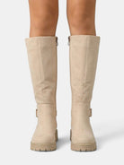 Constance | Bottes Hautes Femme Aspect Daim à Talon Large et Semelle Crantée - vue 5