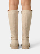 Constance | Bottes Hautes Femme Aspect Daim à Talon Large et Semelle Crantée - vue 6