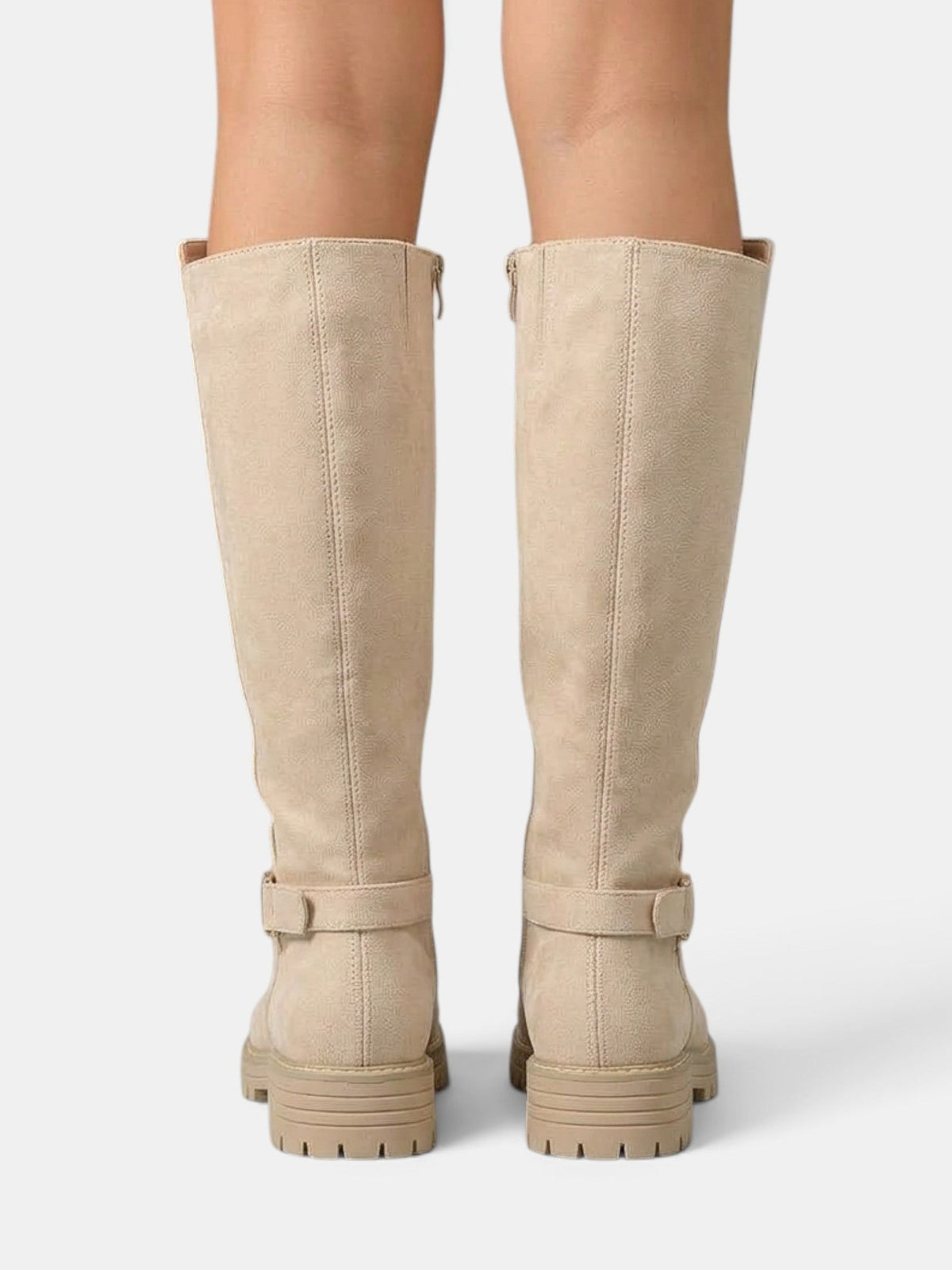 Constance | Bottes Hautes Femme Aspect Daim à Talon Large et Semelle Crantée - vue 6
