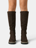 Constance | Bottes Hautes Femme Aspect Daim à Talon Large et Semelle Crantée - vue 8