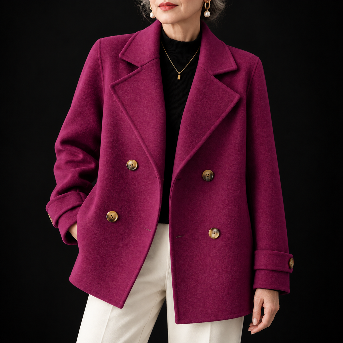 Ines Paris | Manteau femme effet cachemire à boutons