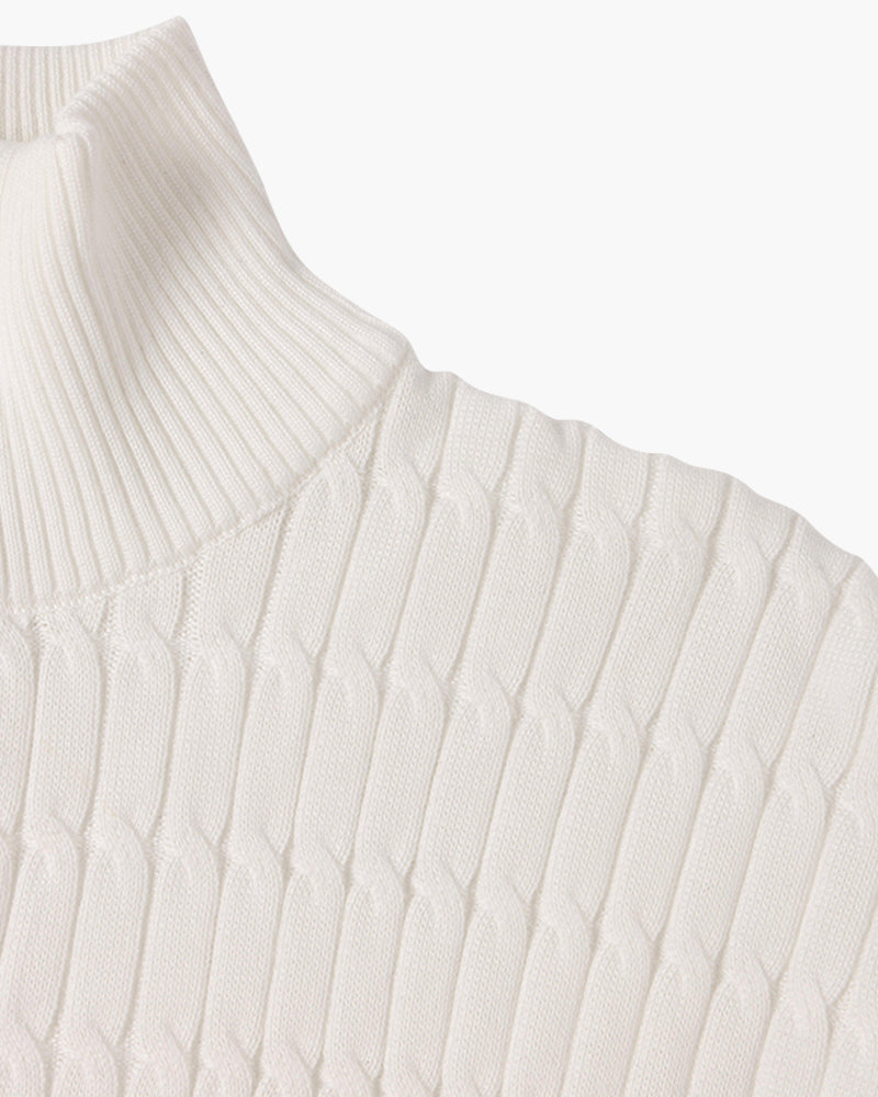 Damien | Pull Homme Demi-Zip en Maille Torsadée à Col Montant - vue 7