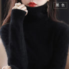 Delphine | Pull Col Roulé Femme Toucher Cachemire Coupe Ajustée - Noir