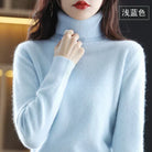 Delphine | Pull Col Roulé Femme Toucher Cachemire Coupe Ajustée - Bleu ciel