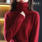 Delphine | Pull Col Roulé Femme Toucher Cachemire Coupe Ajustée - Rouge foncé