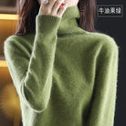 Delphine | Pull Col Roulé Femme Toucher Cachemire Coupe Ajustée - Vert olive