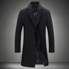 Denis | Manteau Long Homme Droit à Revers, Toucher Laine - Noir