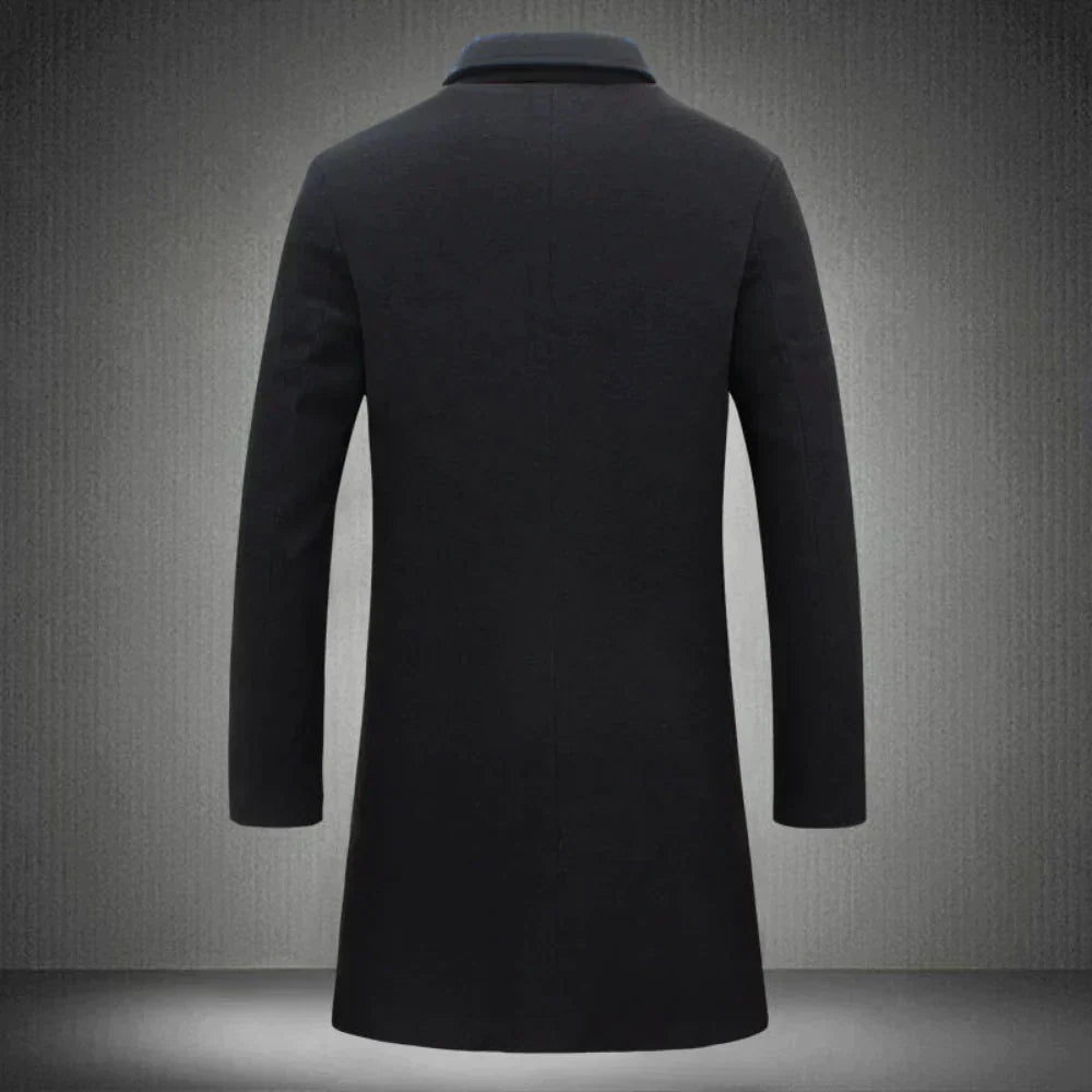 Denis | Manteau Long Homme Droit à Revers, Toucher Laine - vue 2